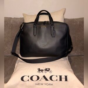 Coach Black Leather Men's “Graham” Slim Briefcase
